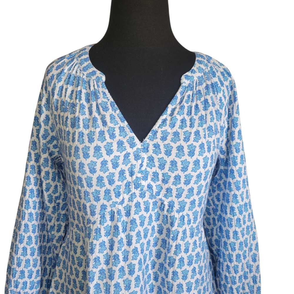 Vineyard Vines Seastitch Block Print Tiered Cotton Mini Dress Blue Coastal XS - Picture 8 of 14